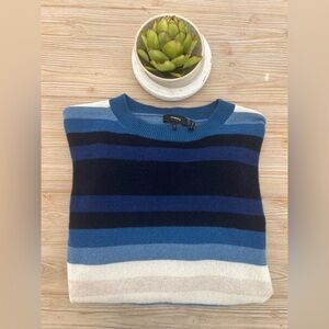 Theory Blue Stripe Cashmere Sweater | Women’s Large | Oversized Fit